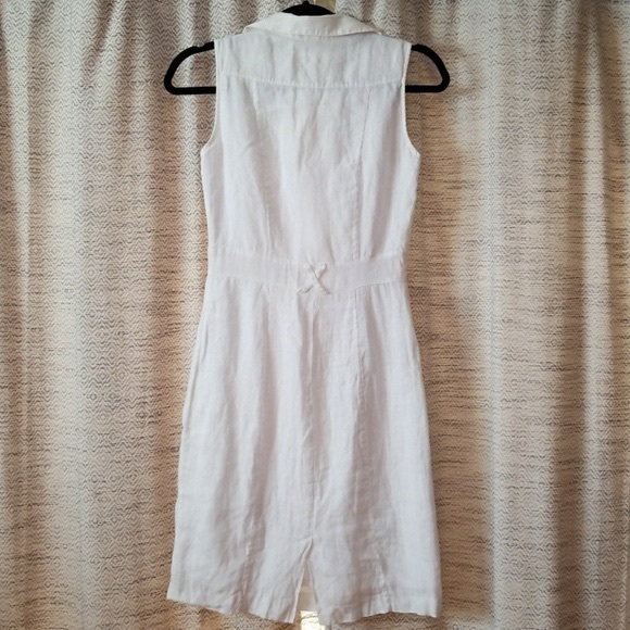 H&M white Linen Dress , Button front dress size 8 - Picture 9 of 11